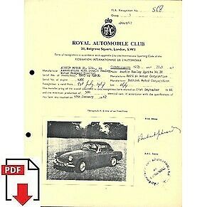 1967 Austin-Healey Sprite MK.IV FIA homologation form PDF download (RAC)